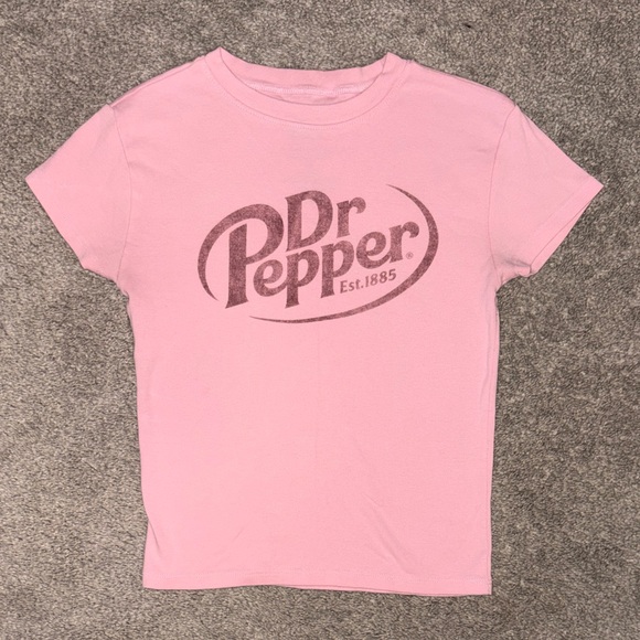Dr Pepper Tops - Juniors Dr. Pepper Pink Short Sleeve Tee